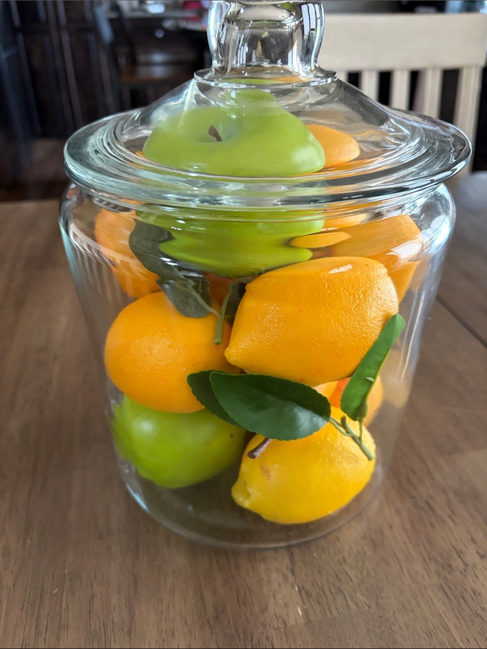 Anchor Hocking Clear Glass Jar with Green and Yellow Accents